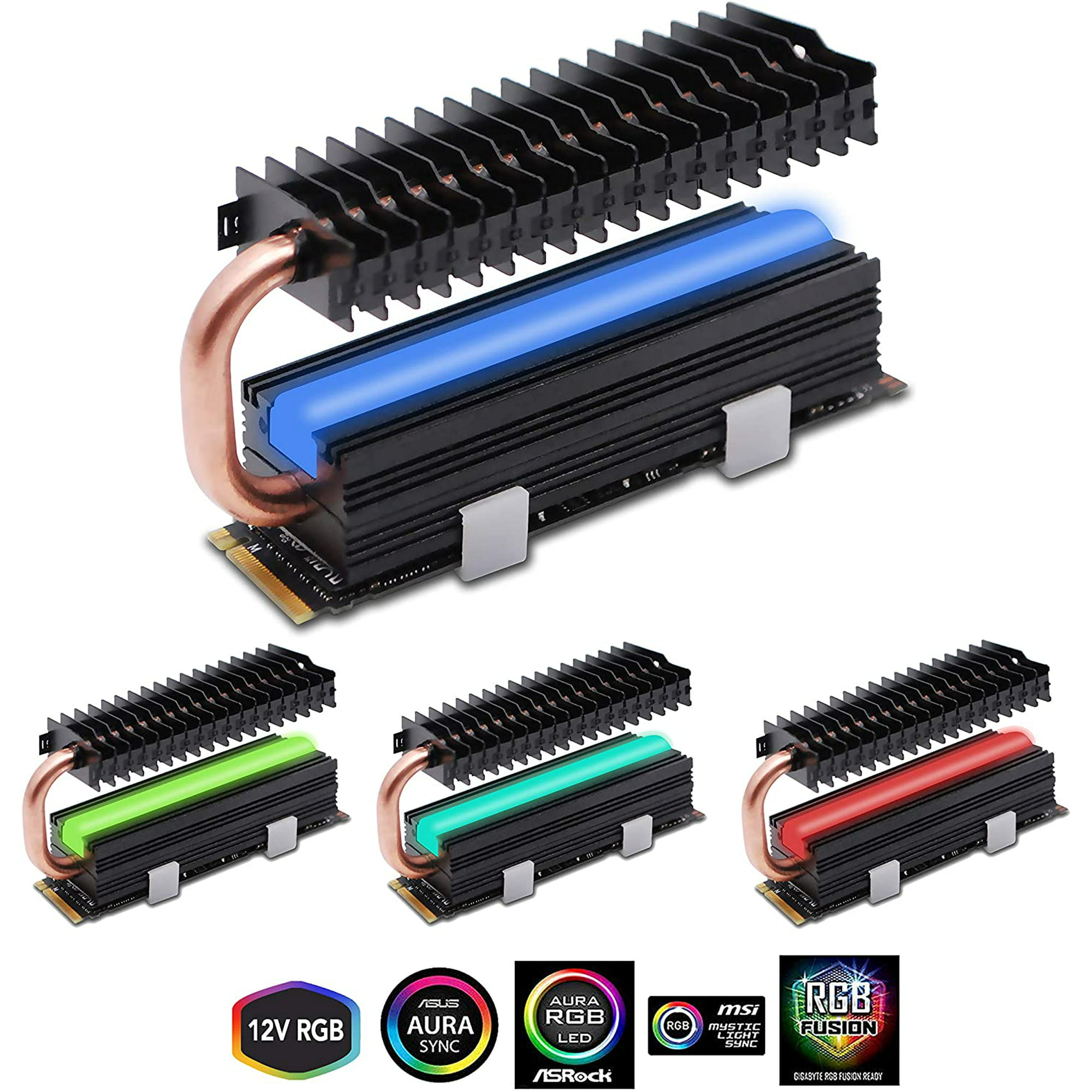 5V 3-Pin ARGB SATA NVMe NGFF M.2 Heatsink SSD Cooler for 2280 M.2 SSD with Thermal Pad SSD Not Included EZDIY-FAB M.2 Heatsink with Heatpipe 